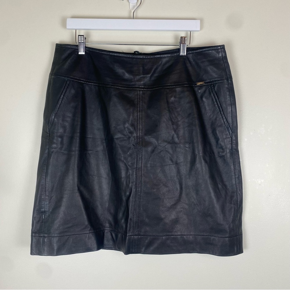 CINQUE Women’s Black Genuine Leather Skirt size 44 (XXL)